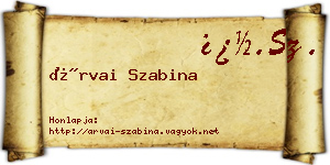 Árvai Szabina névjegykártya